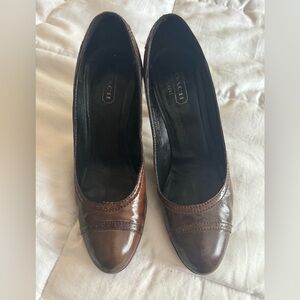 Coach brown patent leather heels